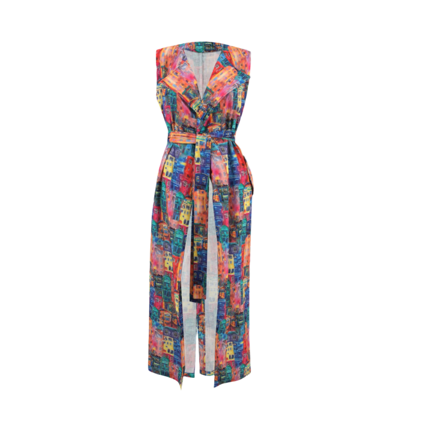 Multicolour house print trench coat