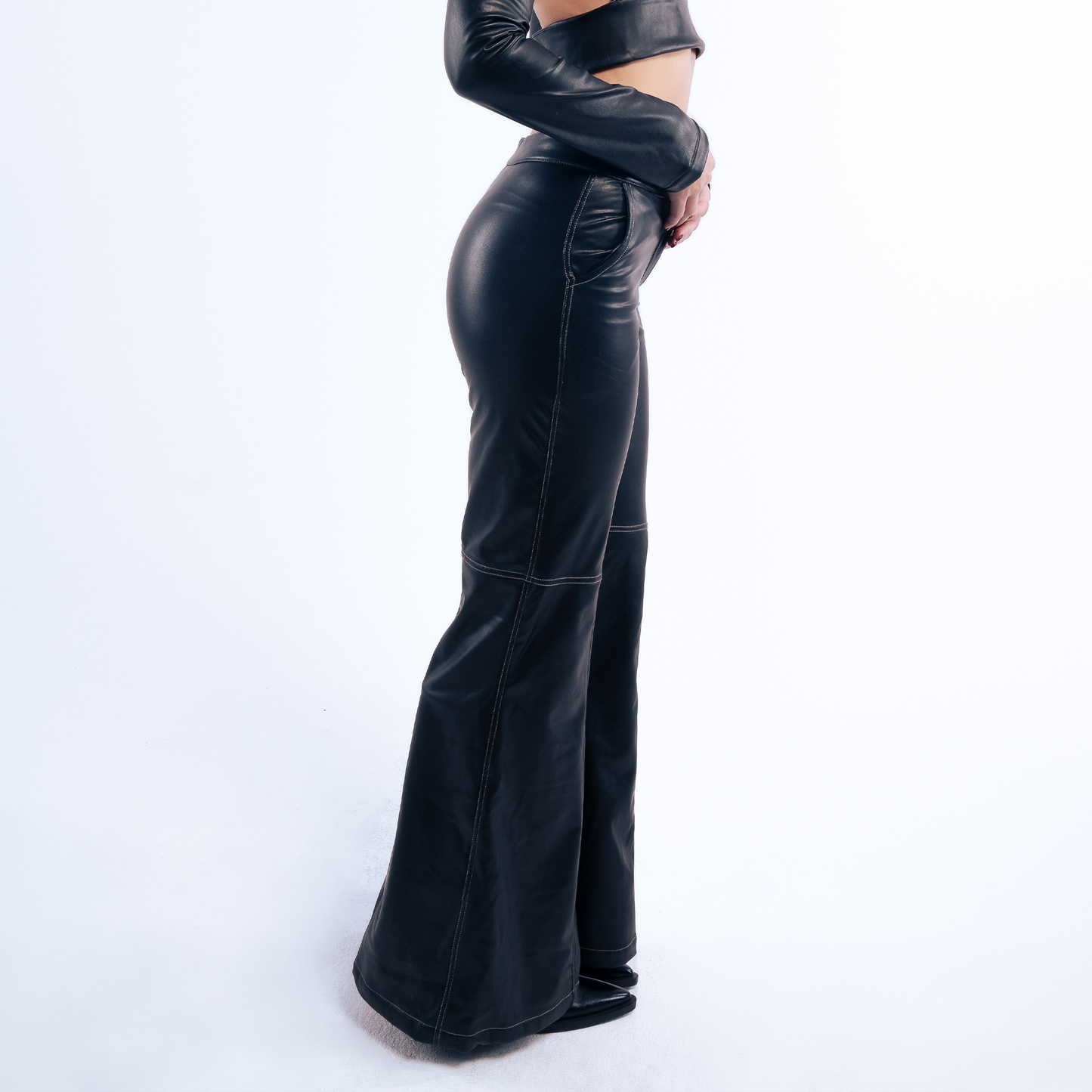Black Flare Leather pants