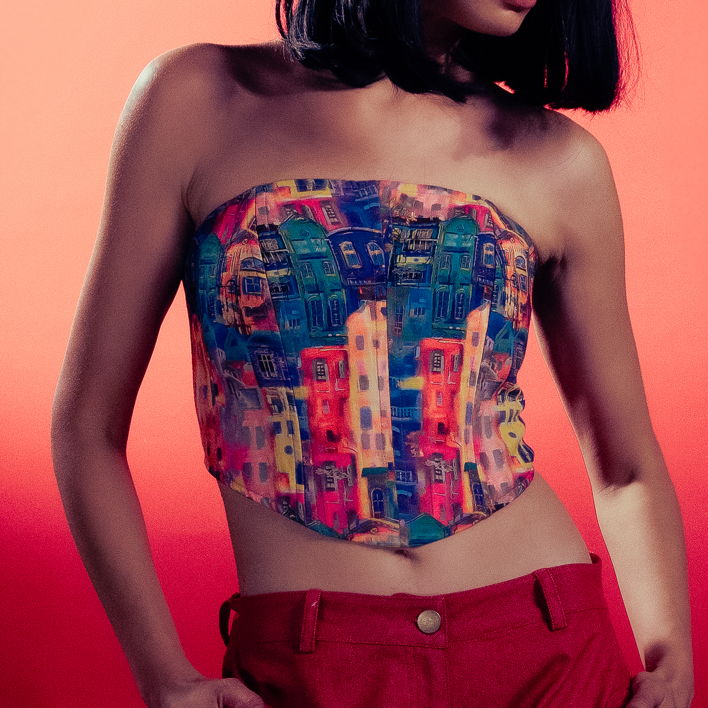 Multicolor House Print Corset