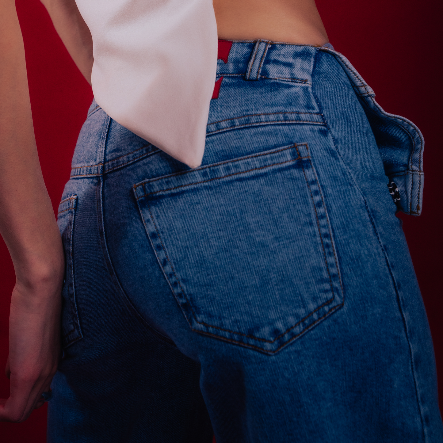 Flipped denim pants