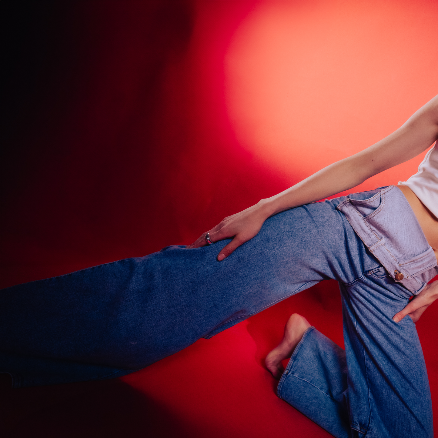 Flipped denim pants