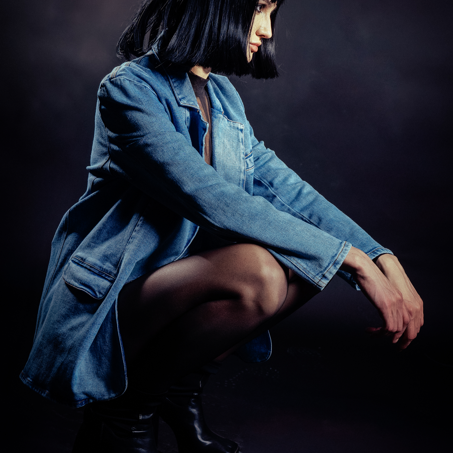 Ocean blue denim blazer