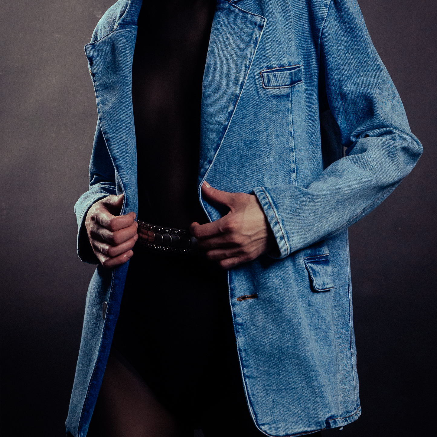 Ocean blue denim blazer