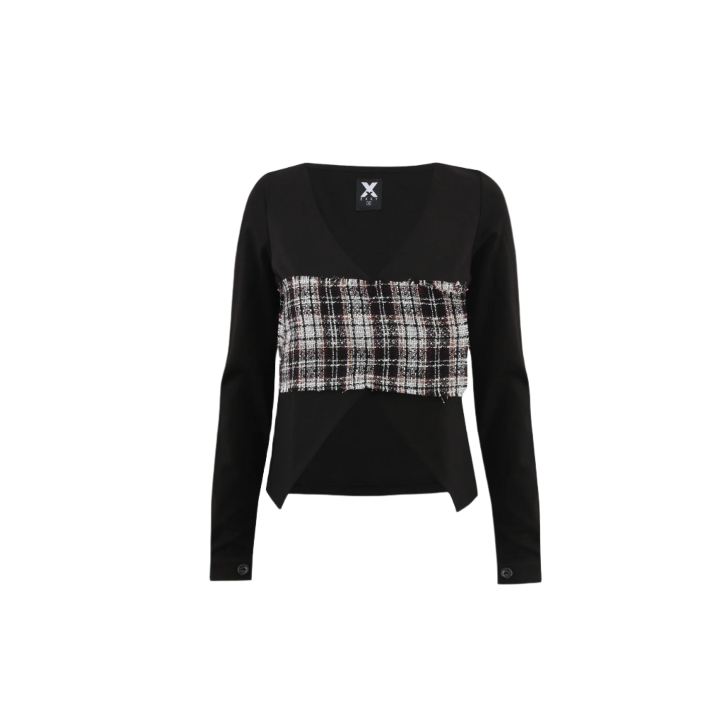 Black & Tweed Belted Top