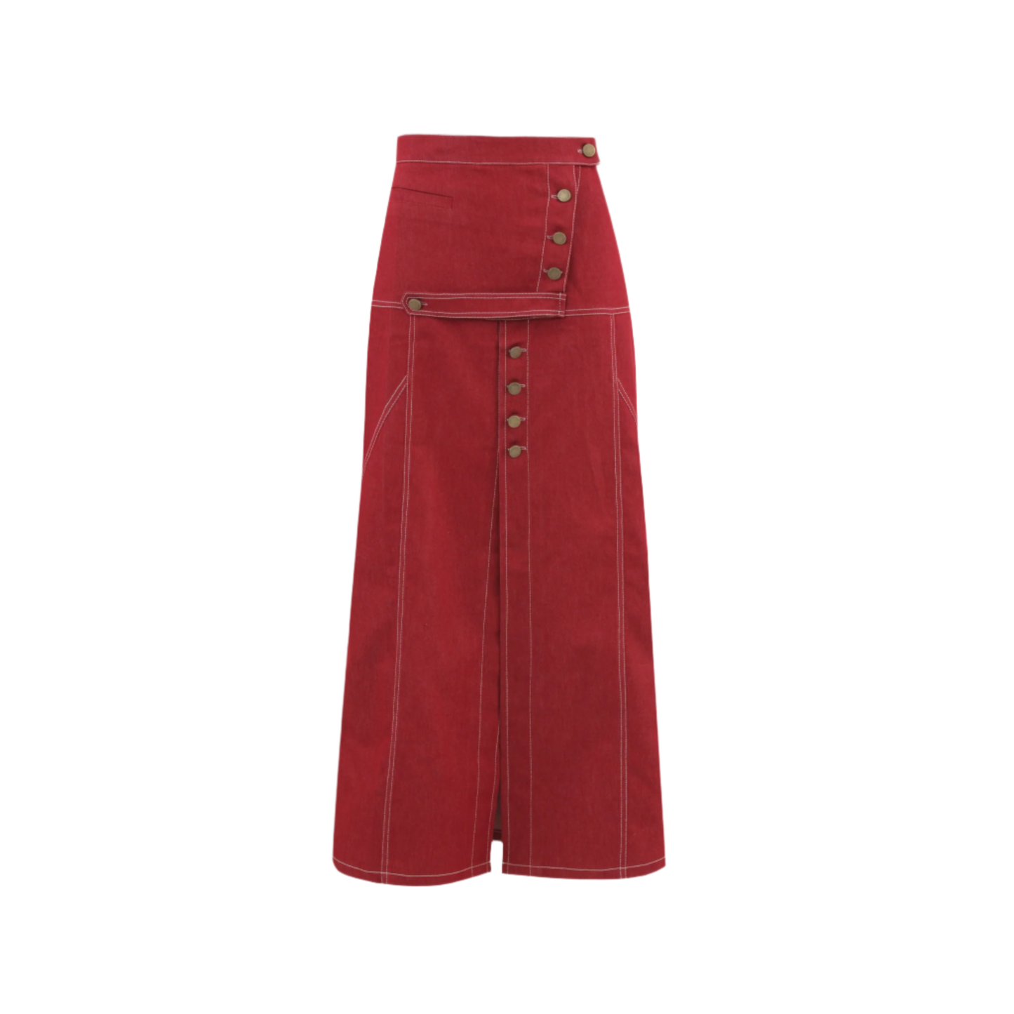 Red Denim long skirt