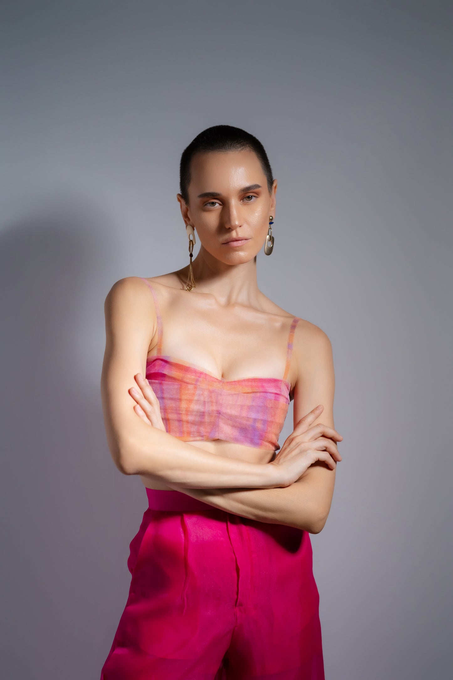 Tulle tie-dye fabric top