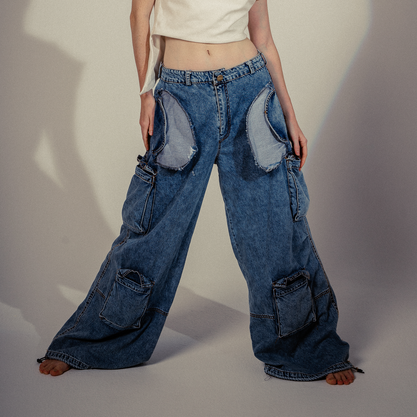Denim cargo pants