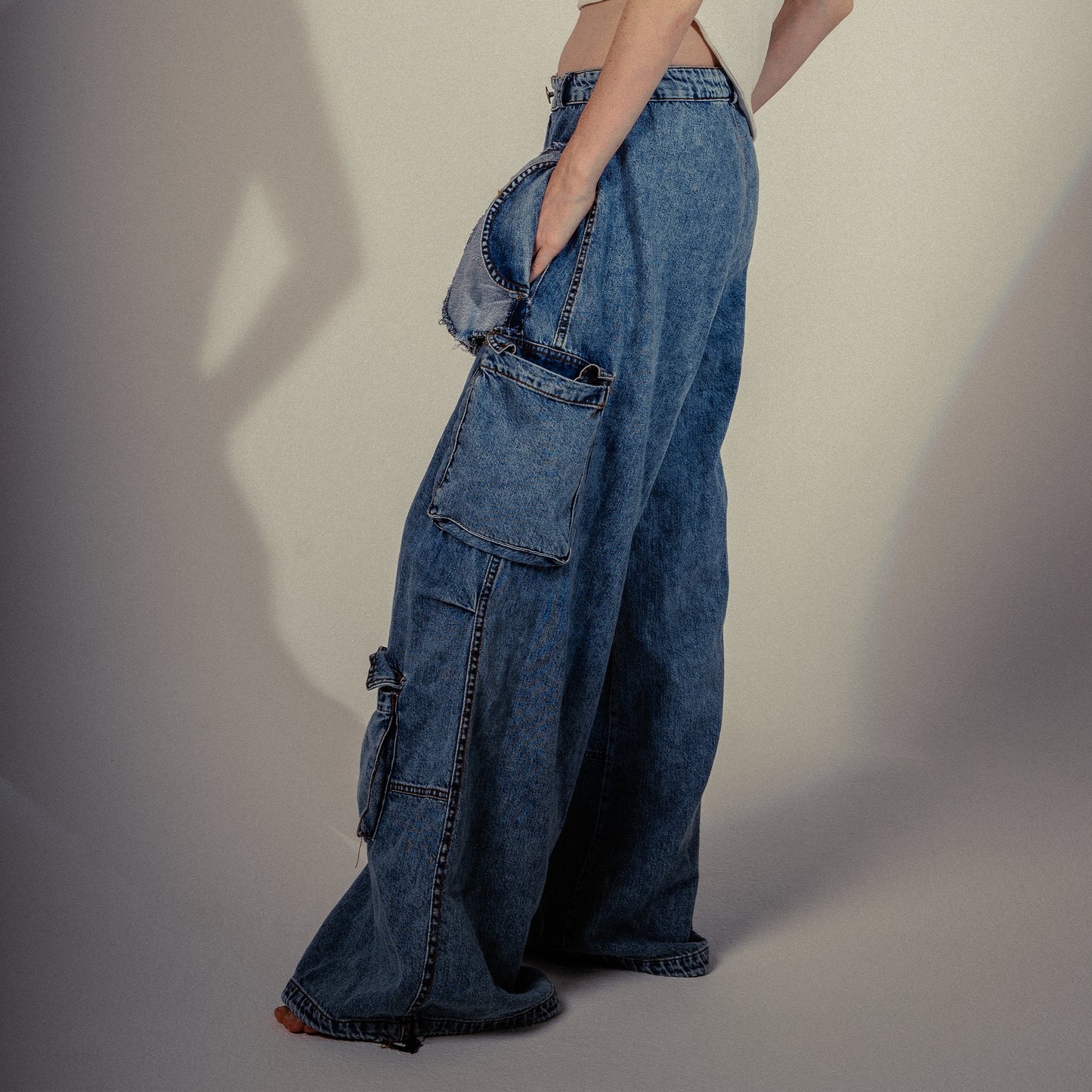 Denim cargo pants