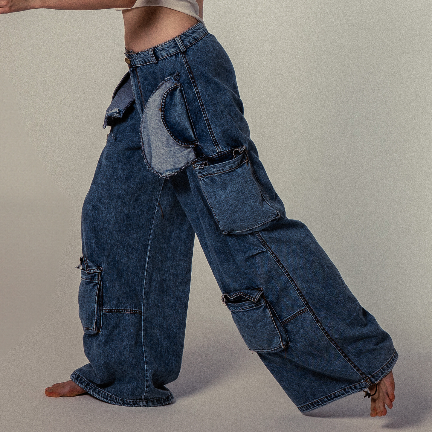 Denim cargo pants