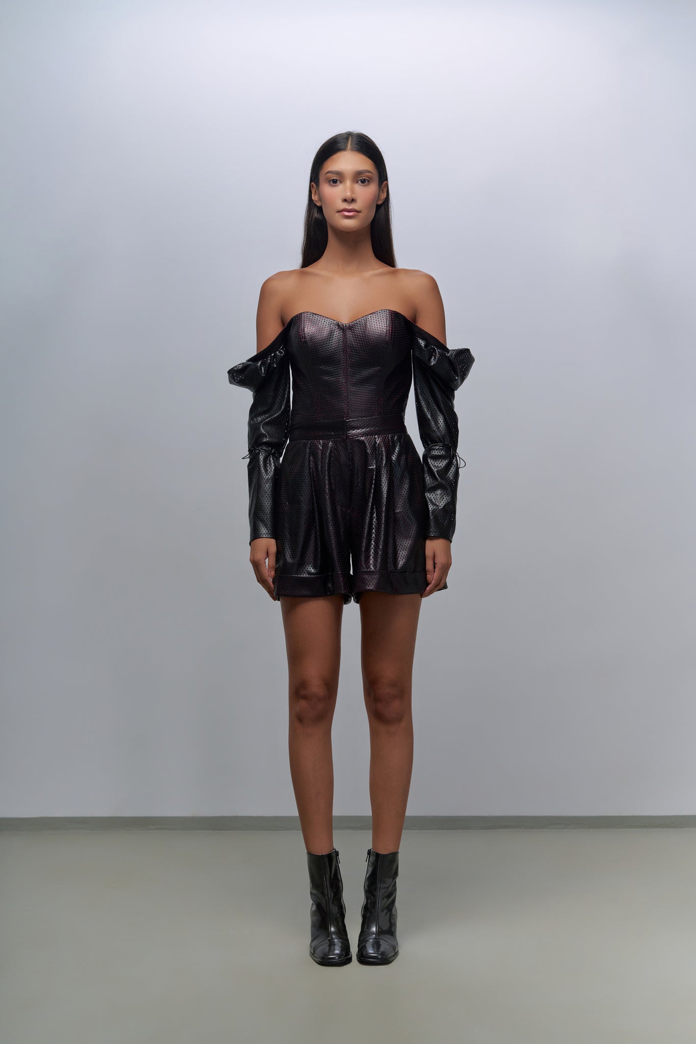 Fishnet Leather Shorts
