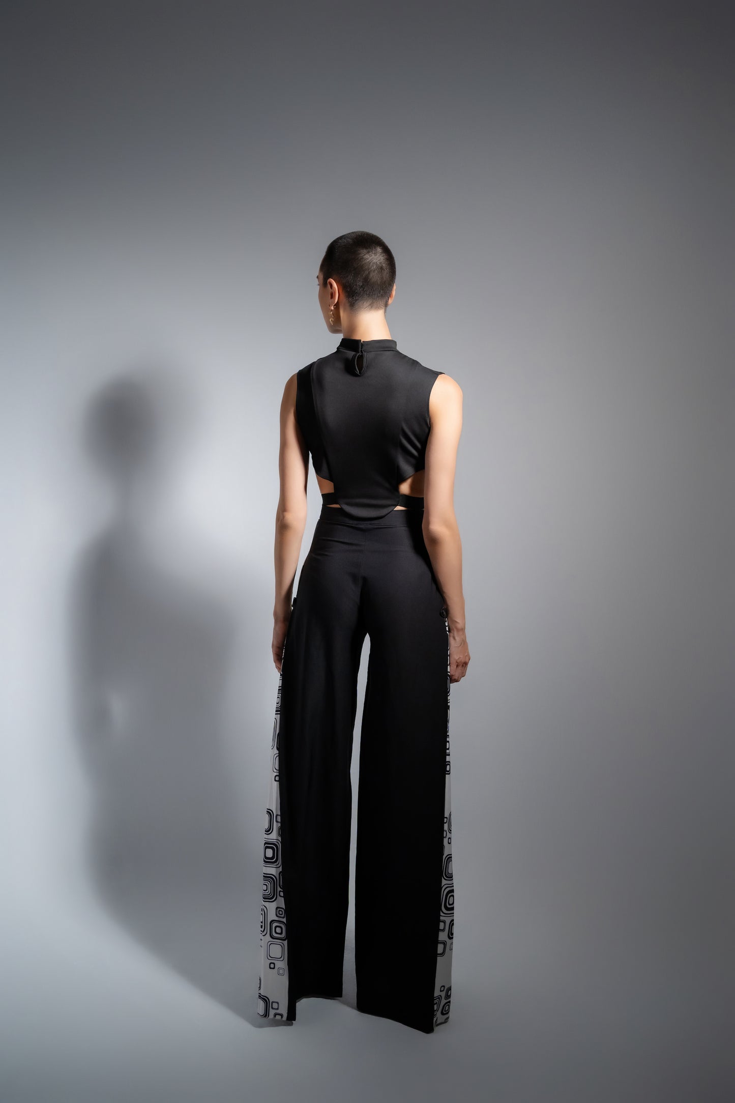 Pleated Black and White Pants