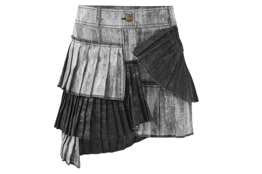 The Exxfold Pleated Skirt - Grey
