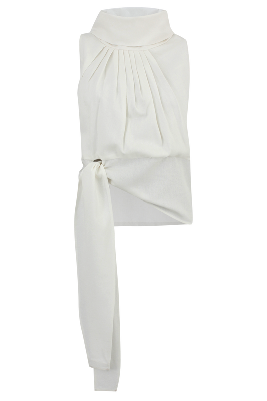 Drape Tie Top - White