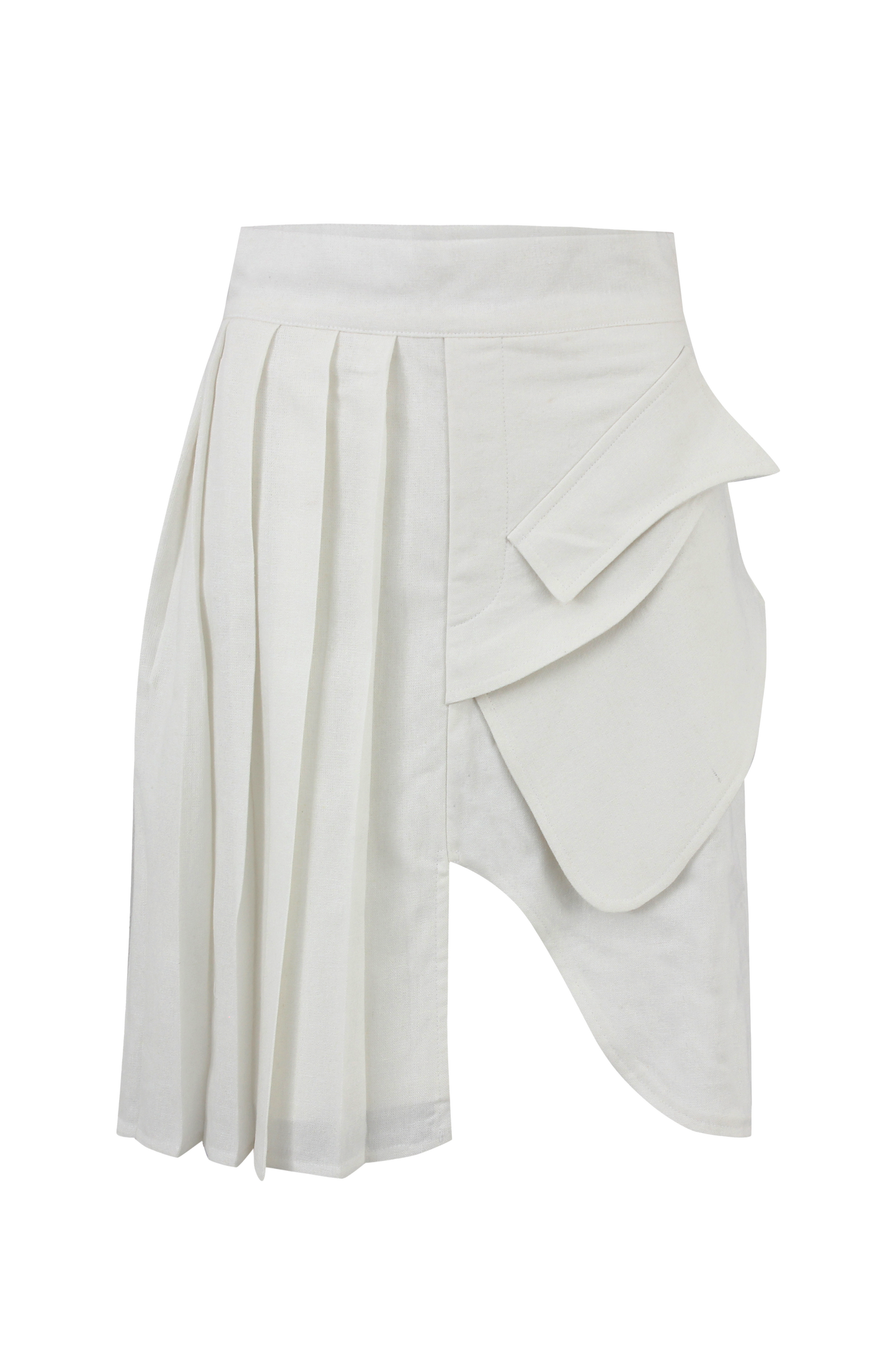 Sharp Drape Mini - White Skirt