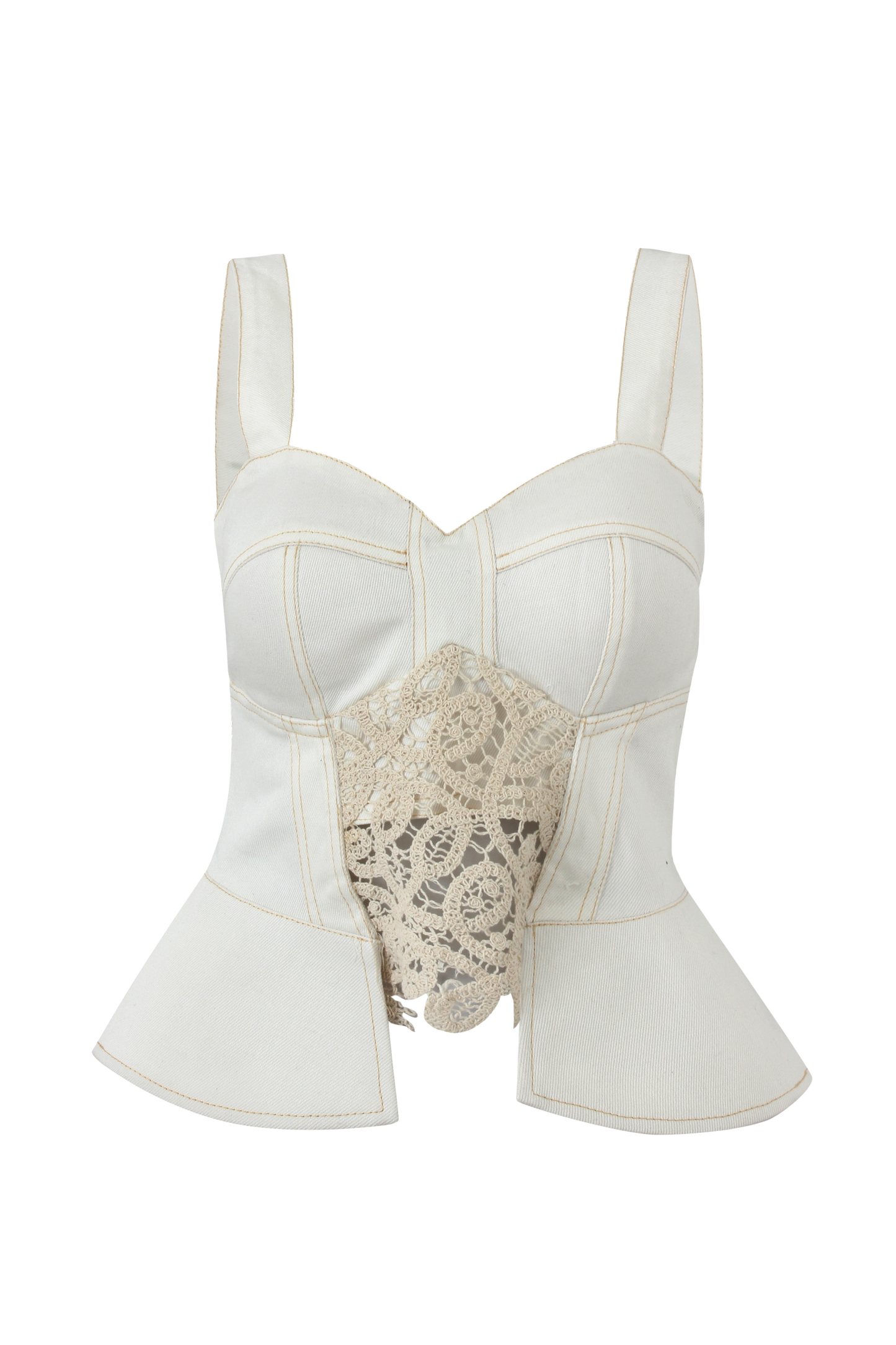 Cut-Through Corset - Beige Denim