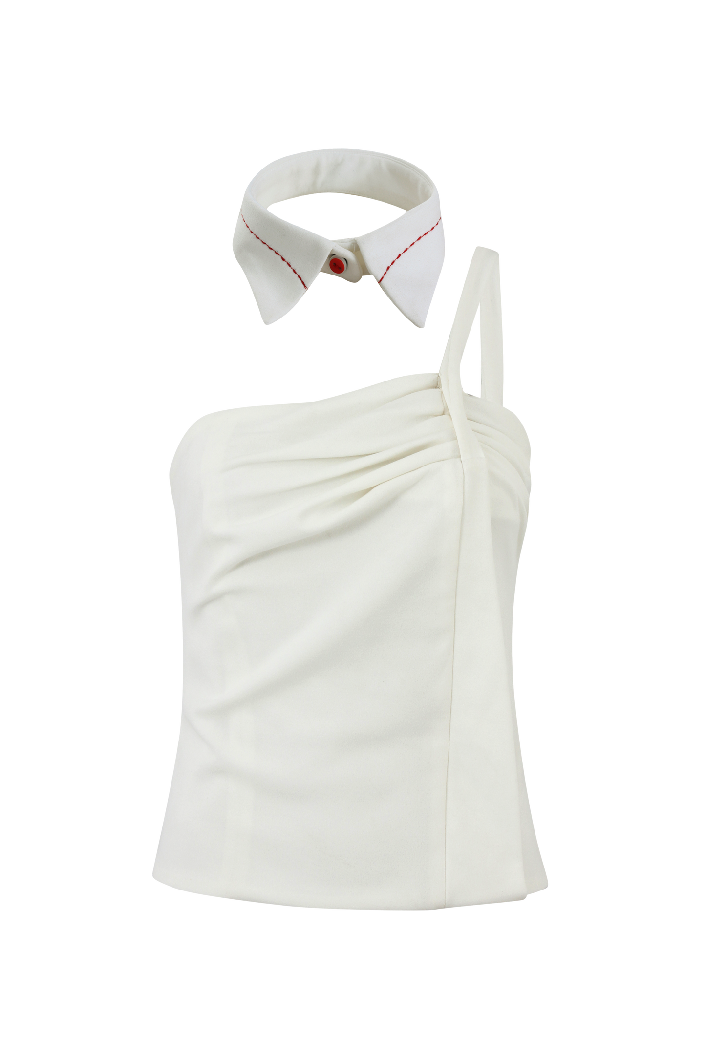 Split Collar Top - White