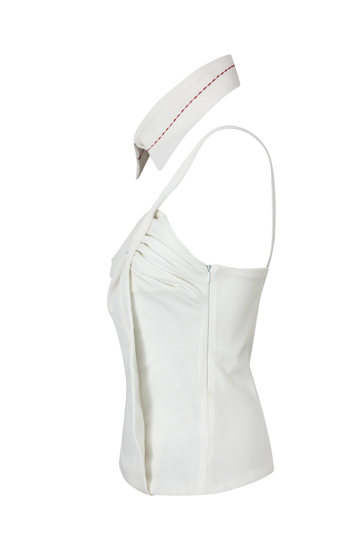 Split Collar Top - White