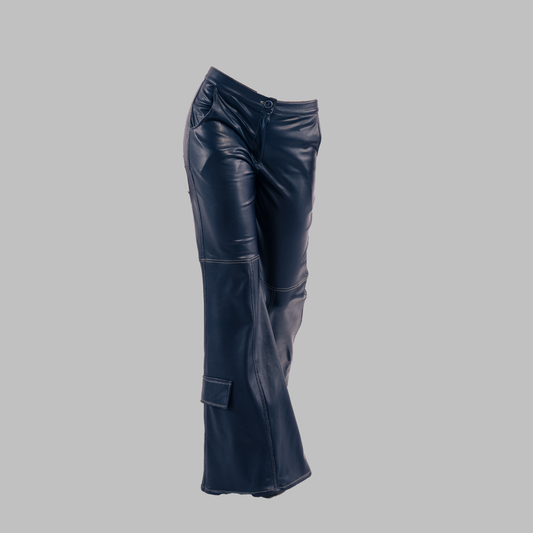 Navy Flare Leather pants